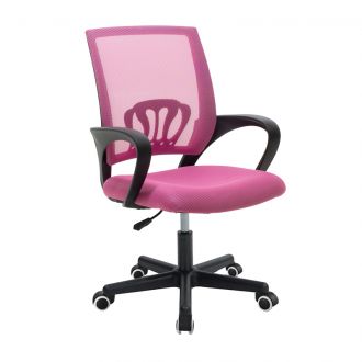 Καρέκλα γραφείου εργασίας Berto I pakoworld ύφασμα mesh ροζ 56x47x81-91εκ