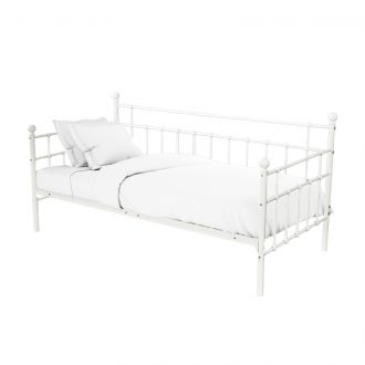 Κρεβάτι-Καναπές Havelock pakoworld λευκό μεταλλικό 90x190x98εκ