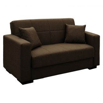 Καναπές-κρεβάτι με αποθηκευτικό χώρο διθέσιος Vox pakoworld καφέ ύφασμα 155x85x80εκ
